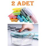 2 Adet Pratik 12 Bölmeli Bas Parmak Silikon Buz Kalıbı Kapaklı Yapışmaz Bas Çıkar Buzluk Silikon
