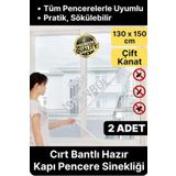 2 Adet Pratik Cam Pencere Kapı Uyumlu Çift Kanat Yırtılmaz Dayanıklı Kendinden Yapışkanlı Sineklik