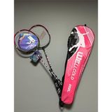 2 Adet Profesyonel Badminton Raketi, Deluxe Çanta, 66 Cm, 105 Gram, Siyah-Bordo - Çok Renkli - Standart
