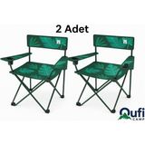 2 Adet Qufi Desenli Katlanır Kamp Piknik Sandalyesi Rejisör Koltuğu Yeşil - 6456 Ecorce Tube Marron - Polyester
