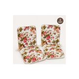 2 Adet Rattan Arkalıklı Sandalye Minderi 4Cm İngiliz Gülü