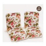 2 Adet Rattan Arkalıklı Sandalye Minderi (Kalınlık 4Cm)-İngiliz Gülü (Pamuklu Kumaş)