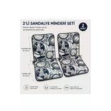 2 Adet Rattan Arkalıklı Sandalye Minderi (Kalınlık 4cm)-Saat Desen Lacivert