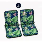 2 Adet Rattan Arkalıklı Sandalye Minderi (Kalınlık 4cm)-Tropikal Yeşil