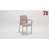 2 Adet Rattan Kollu Cappucino Sandalye Balkon Bahçe Teras Cappucino