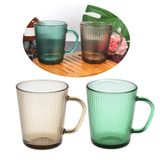 2 Adet Renkli Cam Kupa Bardak Çay Kahve Meşrubat Tatlı Bardağı Yeşil ve Kahve 370 ml