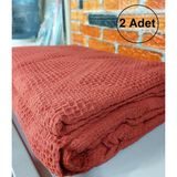 2 Adet Şaheser %100 Pamuk Çift Kişilik Pike 240X220 (Tek Pike)-Brick Red - Kırmızı - 240 x 220