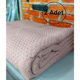 2 Adet Şaheser %100 Pamuk Çift Kişilik Pike 240X220 (Tek Pike)-Pudra - 240 x 220