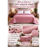 2 Adet Şaheser %100 Pamuk Çift Kişilik Pike 240x220 (Tek Pike)-Pudra