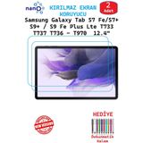 2 ADET Samsung Tab S7 FE S7+ S9 FE Plus 12.4"Tablet Uyumlu Ekran Koruyucu Cam Nano HD Esnek Kırılmaz