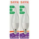 (2 Adet) Şavk 5,5W (37W) Sarı Işık (3000K) E14 Duylu (İnce Duy) Led Kıvrık Ampul