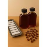 2 Adet Şeffaf Cold Brew Siyah Kapaklı Soğuk Kahve Yassı Cam Şişe 200 ml ve Çubuk Buz Kalıbı - Çok Renkli