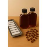 2 Adet Şeffaf Cold Brew Siyah Kapaklı Soğuk Kahve Yassı Cam Şişe 200 ml ve Çubuk Buz Kalıbı
