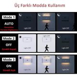 2 Adet Sensörlü Aplik Gece Lambası Şarjlı Mıknatıslı Hero Led Beril Merdiven Koridor Aydınlatma (2)