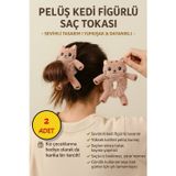 2 ADET - Sevimli Pelüş Kedi Figürlü Saç Tokası – Tatlı ve Eğlenceli Tasarım - 2 ADET