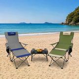 2 Adet Şezlong Kamp Sandalyesi Ve Masa Seti - Plaj Seti - Lounge Elevate