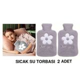 2 ADET SICAK SU TORBASI PELUŞ PAPATYA DESENLİ GRİ 21x13,5x2cm 500 ml