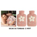 2 ADET SICAK SU TORBASI PELUŞ PAPATYA DESENLİ PEMBE 21x13,5x2cm 500 ml