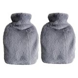 2 ADET SICAK SU TORBASI YAN CEPLİ GRİ PELUŞ TERMOFOR 27x17x2cm 1 LİTRE