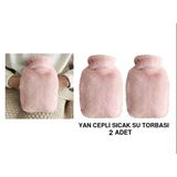 2 ADET SICAK SU TORBASI YAN CEPLİ PEMBE PELUŞ TERMOFOR 27x17x2cm 1 LİTRE