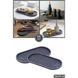 2 Adet Silikon Tezgah Üstü Altlık Oval, Yağdanlık Sosluk Sabunluk Altlığı Kepçe Kaşık Matı 2’Li Set