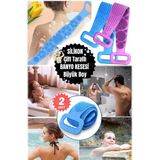 2 Adet Silikon Vücut Fırçası Ve Sırt Kesesi – 70 Cm Masaj Ve Peeling Özellikli Silikon Sırt Fırçası