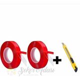 2 Adet Silikonlu Çift Taraflı Tamir Bandı 18MM x 2mt ve Maket Bıçağı
