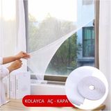 2 Adet Sineklik Yıkanabilir Pencere Sinekliği Cırt Bantlı Yapışkanlı 130CM x 150CM - 130 x 150 cm