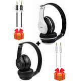 2 Adet Siyah Beyaz 5.0 Edr P47 Extra Bass Wireless Bluetooth Kulaklık + 2 Adet Aux Tf Kart Girişli