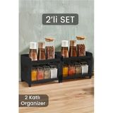 2 Adet Siyah Venedik-2 Katlı Masa Üstü Düzenleyici Takı Makyaj Rafı Ofis Organizeri Banyo Standı