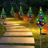2 Adet Solar Güneş Enerjili RGB Işığı Dekoratif Çam Ağacı Bahçe Peyzaj Aydınlatma Süsü Led Işık