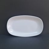 2 Adet Standart Melamin Kayık Tabak Orta Salata Tabağı 33x20 Cm - Beyaz Beyaz