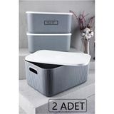 2 Adet Storage 13 Lt Gri Çok Amaçlı Dolap Içi Düzenleyici Kapaklı Kutu Bot Kutusu