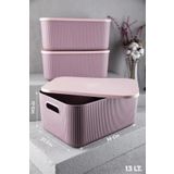 2 Adet Storage 13 Lt Mor Cok Amacli Dolap Ici Duzenleyici Kapakli Kutu Dekoratif Kutu