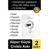 2 Adet Süper Güçlü Kendinden Yapışkanlı Tutunabilen Çok Amaçlı Çerçeve Tablo Banyo Duş Mutfak Askı B