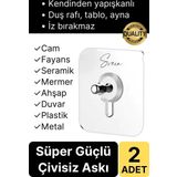 2 Adet Süper Güçlü Kendinden Yapışkanlı Tutunabilen Çok Amaçlı Çerçeve Tablo Banyo Duş Mutfak Askı