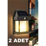 2 Adet Suya Dayanıklı Hareket Sensörlü Güneş Enerjili Solar Led Dış Mekan Bahçe Lambası Siyah
