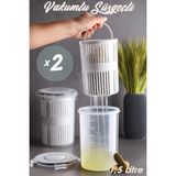 2 Adet Süzgeçli Derin Saklama Kabı - Sızdırmaz Zeytinlik Turşuluk 1,5 Litre - 1,5 lt