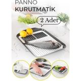 2 Adet Tabaklık Olabilen Tezgah Üstü, Meyve Sebze Süzgeci, Dekoratif Tepsi Tabak Kurutmalığı