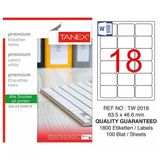 2 Adet Tanex Tw-2018 Beyaz Adres Ve Posta Etiketi 63.5 Mm X 46.6 Mm