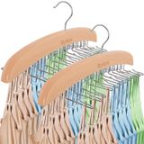 2 Adet Tank Top Askısı, 24 Katlanabilir Metal Kancalı Ahşap Sütyen Askısı (Orijinal Ahşap Renk)