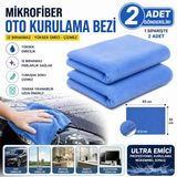 2 Adet Ultra Emici Oto Kurulama Bezi Mikrofiber Temizlik Bezi | Araç, Cam, Mutfak Çok Amaçlı Bez