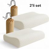 2 Adet Visco Boyun Destek Yastığı 50X30X11 cm – Yıkanabilir Kılıf - 50 x 30 x 10 cm - Beyaz