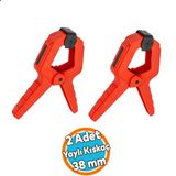 2 Adet Yaylı Kıskaç Mandal El Tip İşkence Mengene Kırmızı Klips Hobi 38 Mm