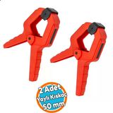 2 Adet Yaylı Kıskaç Mandal El Tip İşkence Mengene Kırmızı Klips Hobi 50 Mm 2 İnç