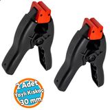 2 Adet Yaylı Kıskaç Mandal Pro El Tip İşkence Mengene Siyah Klips Hobi 30 Mm