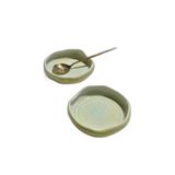 2 Adet Yeşil Porselen Kıvrımlı Mini Fırın Kabı 14 cm Küçük Boy Sunum Tabak Meze Salata Tabağı Asimetrik