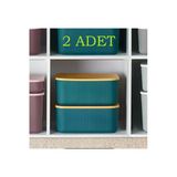 2 Adet Yeşil Storage 13 Lt Dekoratif Dolap Düzenleyici Kutu Hobi Oyuncak Ayakkabı Saklama Kabı