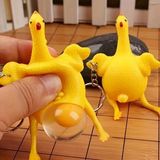2 Adet Yumurtlayan Tavuk Anahtarlık Oyuncağı Yeni Nesil Anahtarlık Çanta Aksesuarları - Altın - Sarı - ANAHTARLIK - 1