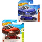 2 Araç Tesla Set - Hot Wheels Tesla Model S Plaid Bordo & Lacivert (1/64)